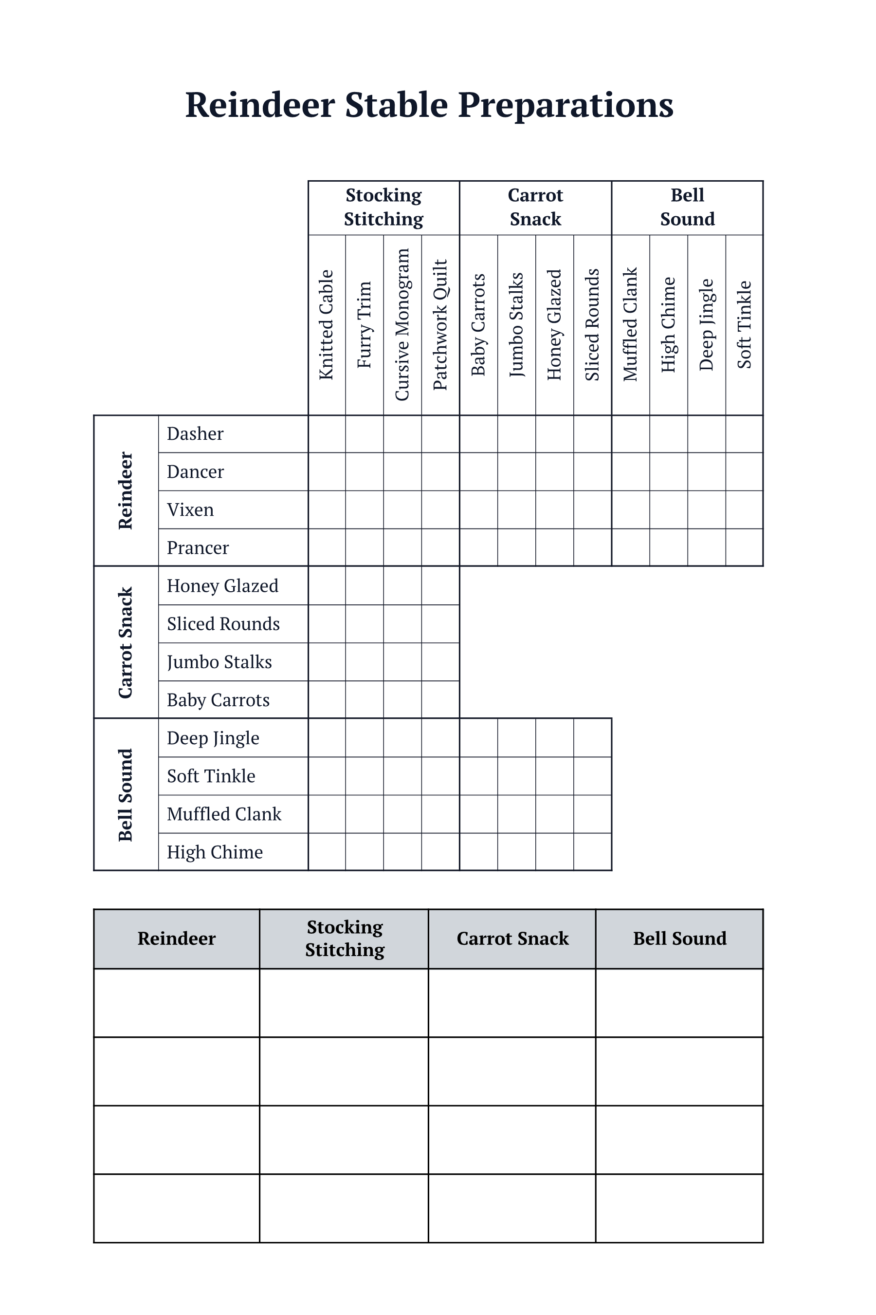 Logic Puzzles sample Puzzle Grid 2