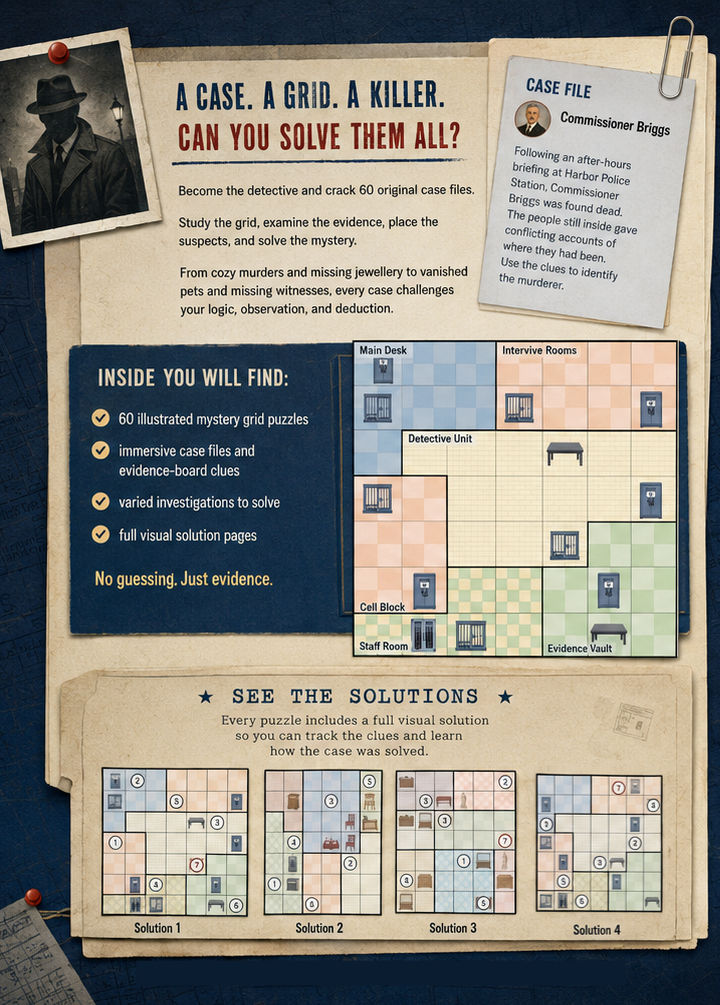Detective Case File Mystery Grids Back Cover