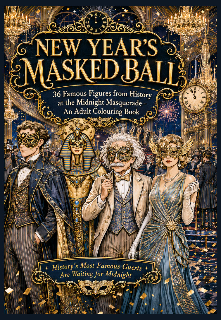 New Years Masked Ball Coloring Book Book Front Cover Image