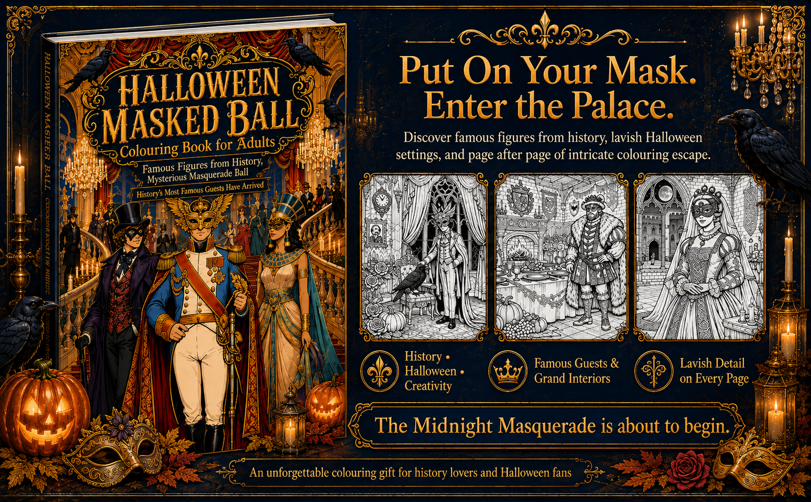 Halloween Masked Ball Adult Colouring Book ad image 4