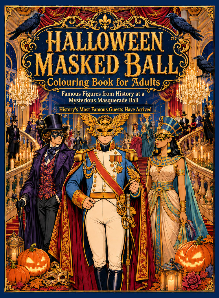 Halloween Masked Ball Adult Colouring Book coiver image
