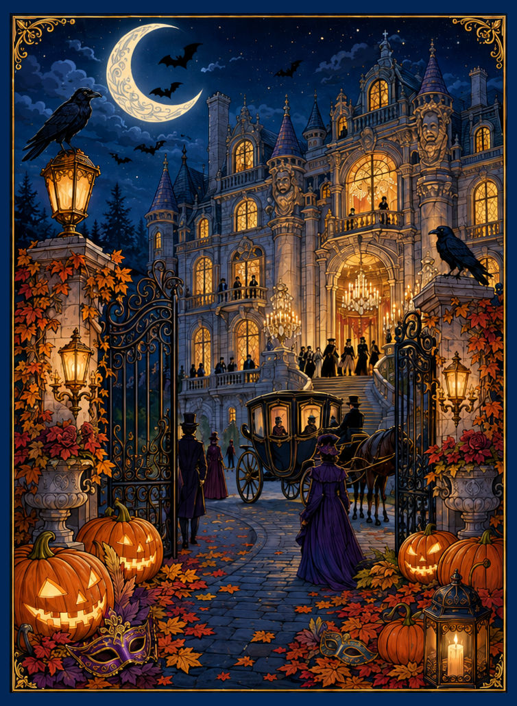 Halloween Masked Ball Adult Colouring Book Back Cover