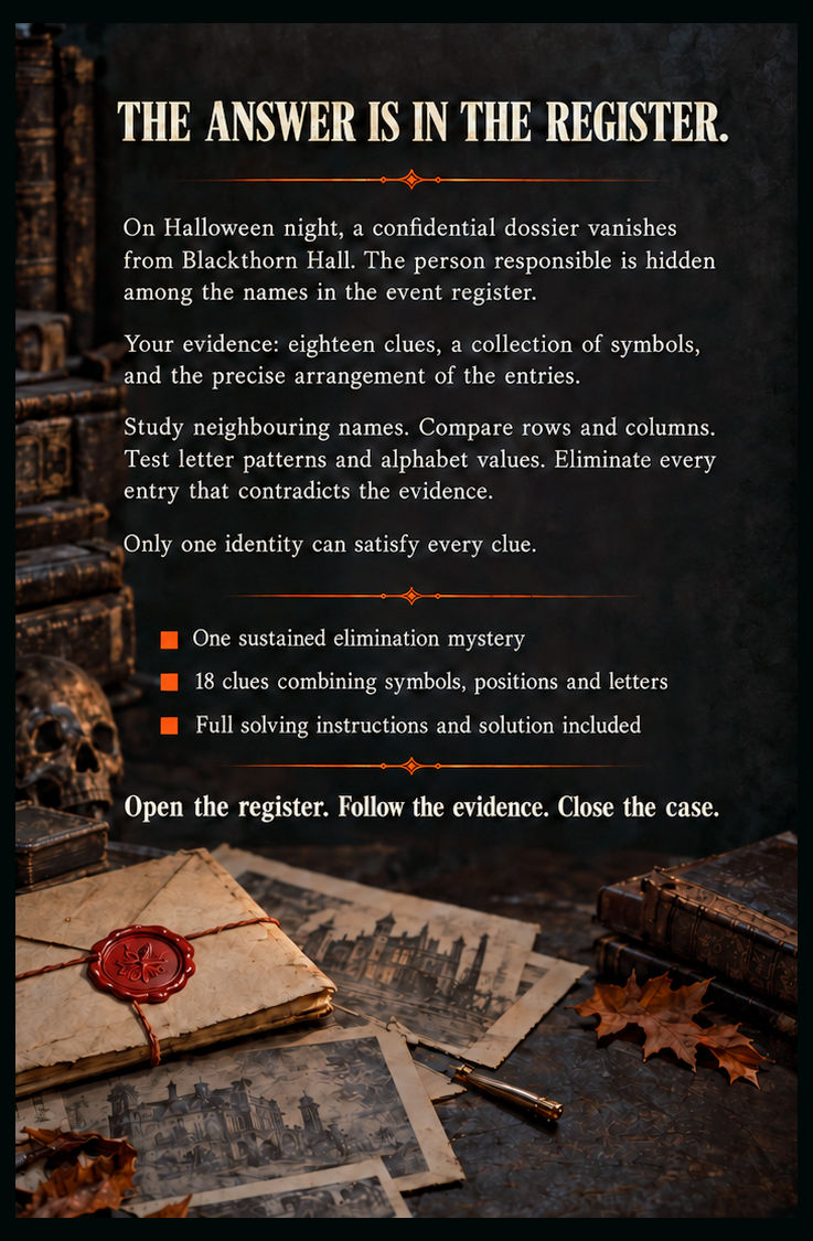 The Halloween Register Mystery Puzzle Back Cover