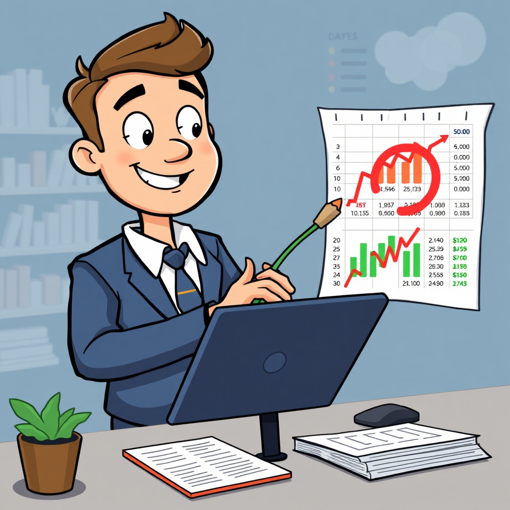 A happy man checking his trading sheet