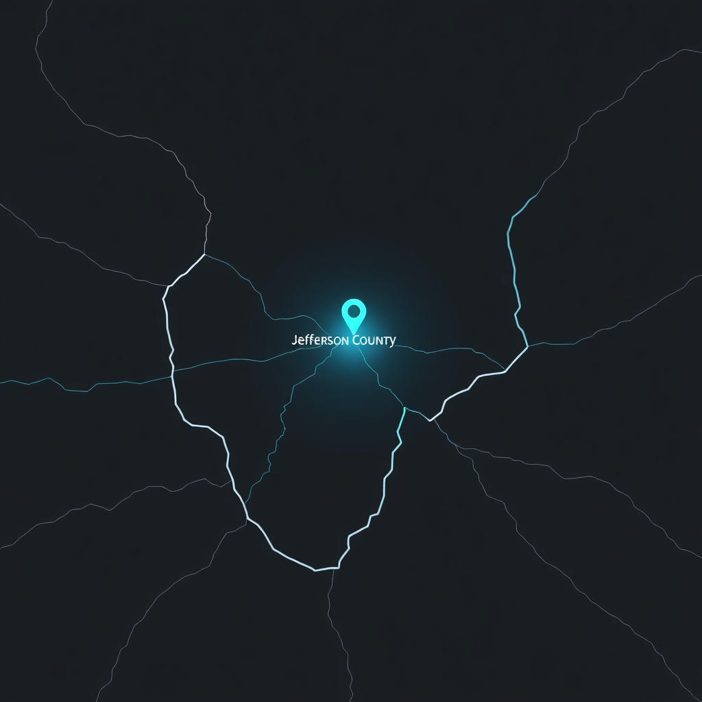 Stylized dark map with location pin