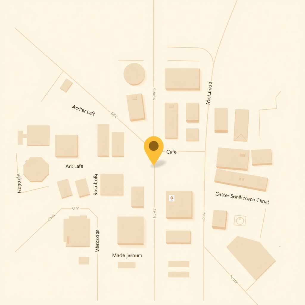 Map illustration showing the café location area