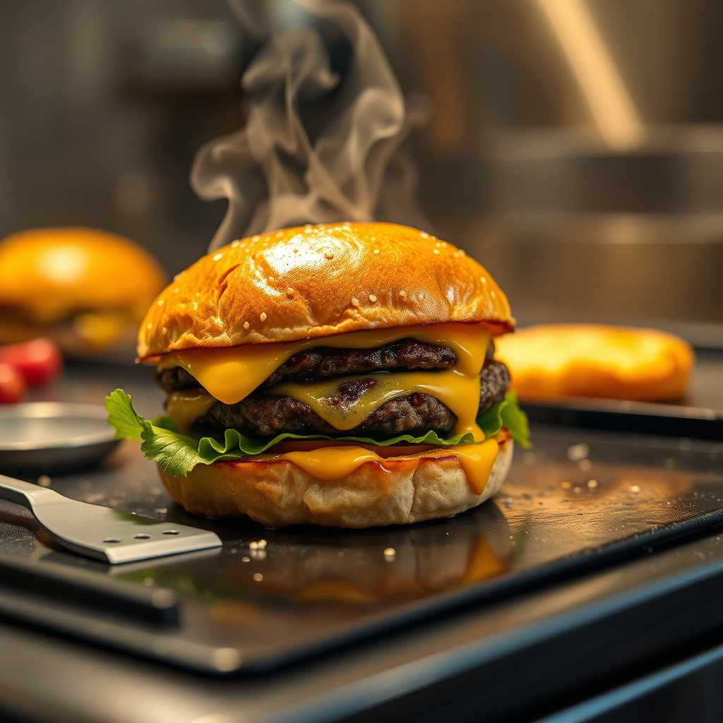 Made-to-order burger close-up