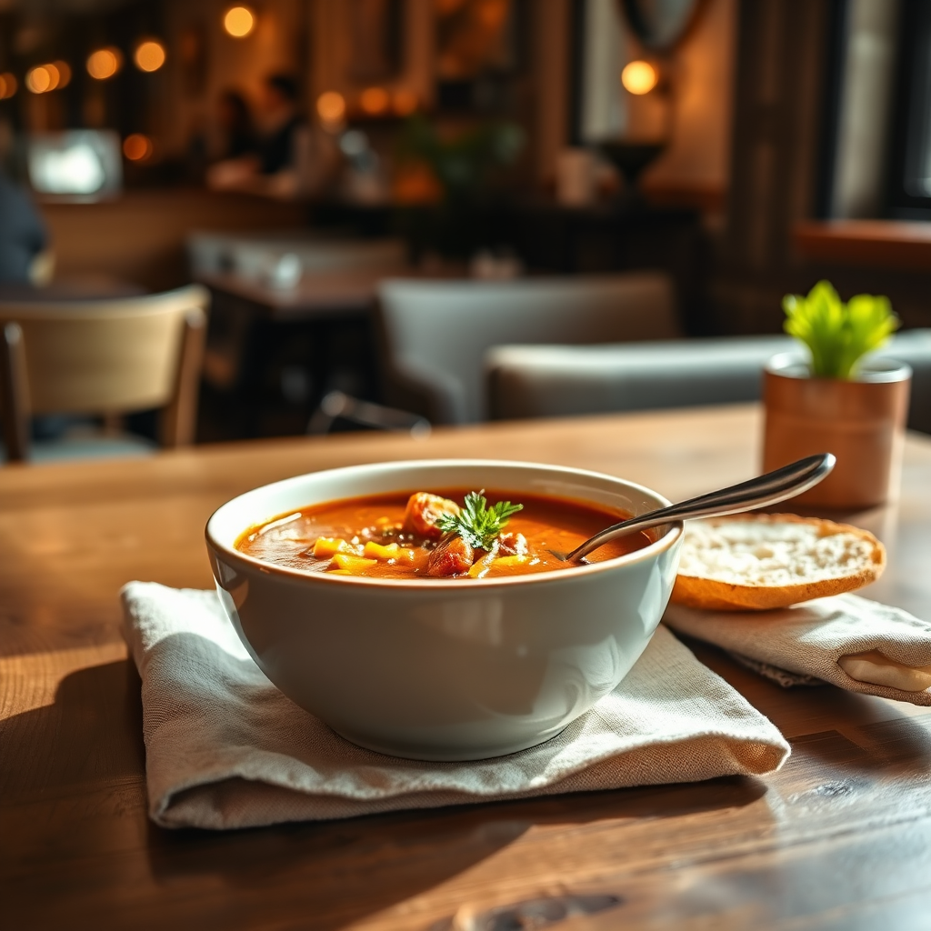 Bowl of soup with bread