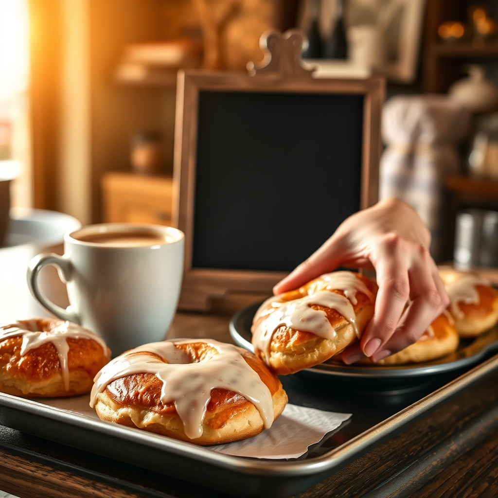 Fresh pastry being placed on a tray