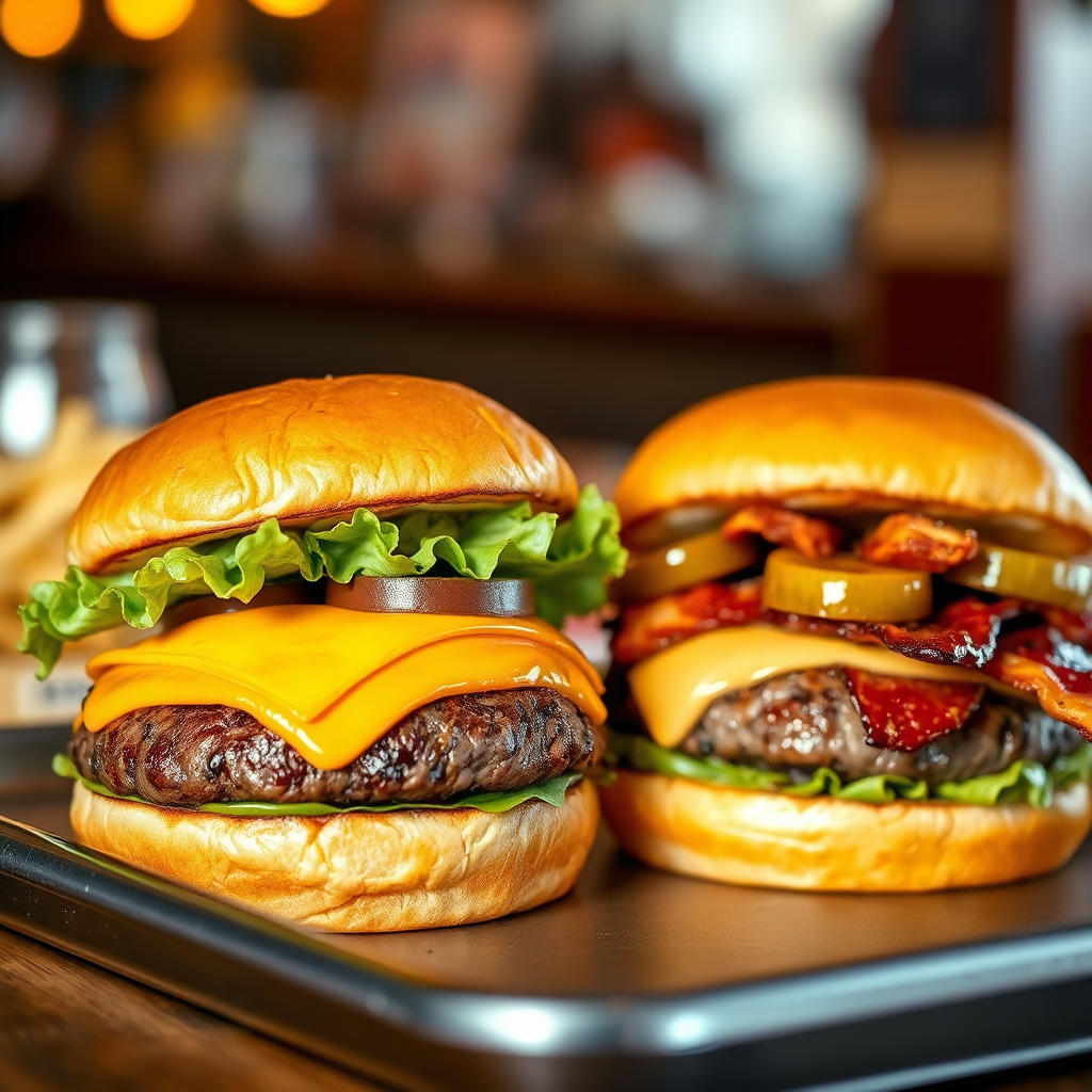 Signature cheeseburger and fries