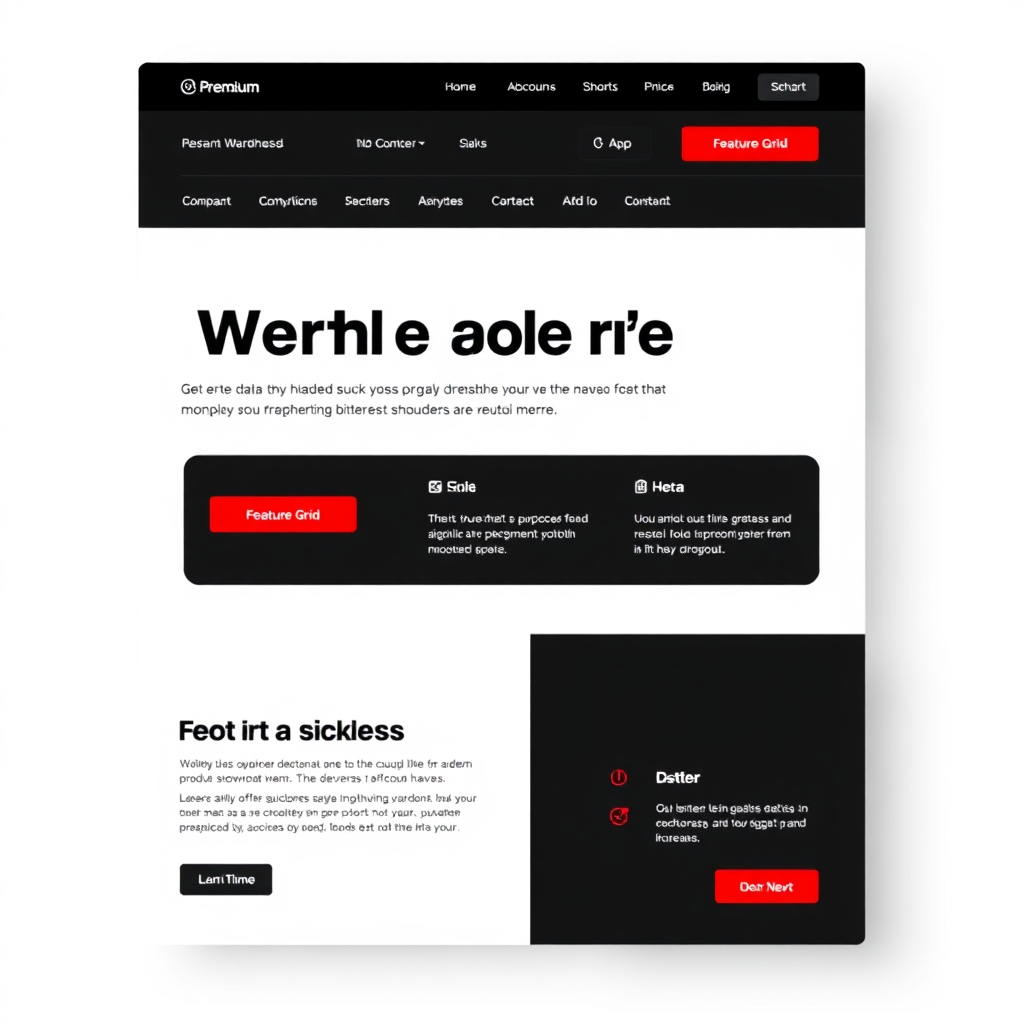 High-contrast landing page mockup