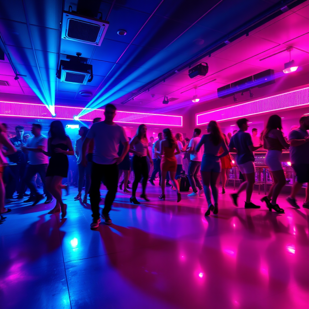Dance floor with neon lights