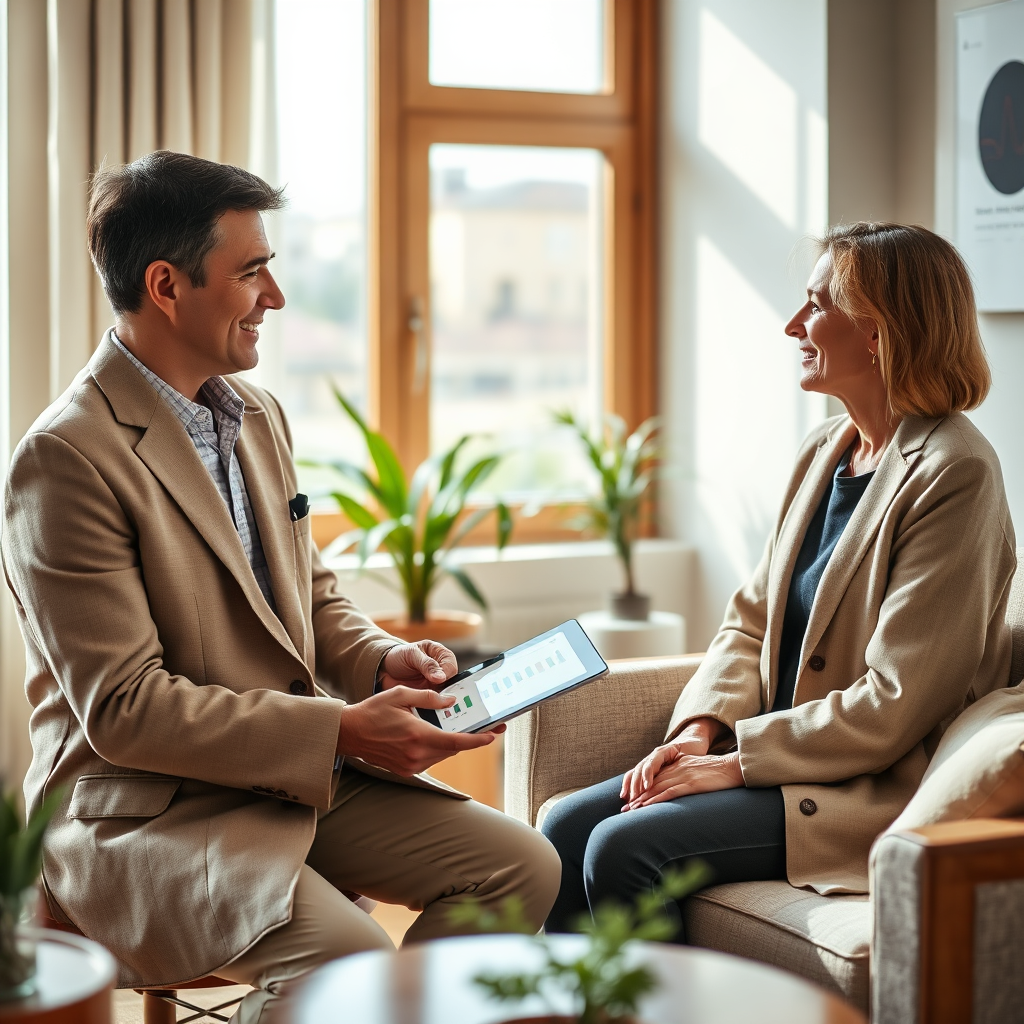 Physician reviewing longevity biomarkers with a patient