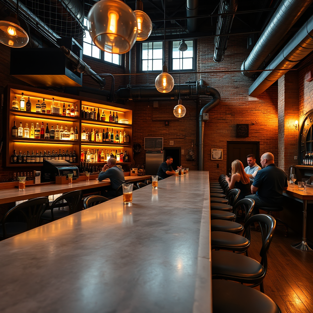 Beautiful industrial interior bar and dining room at The Mill at Imperial