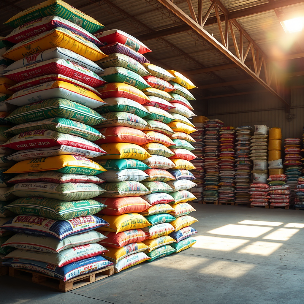 Massive feed stacks ready to load