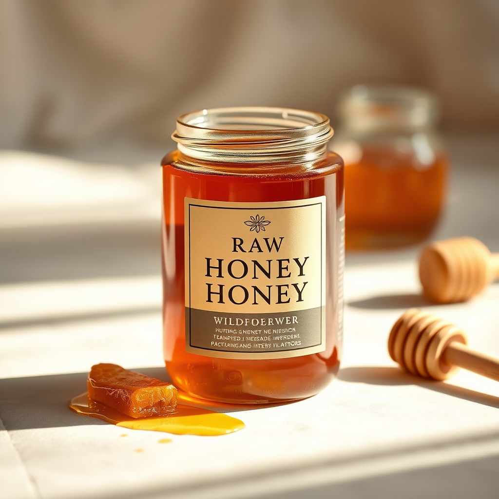Jar of raw wildflower honey