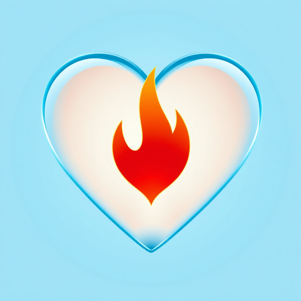 Blue heart with flame logo