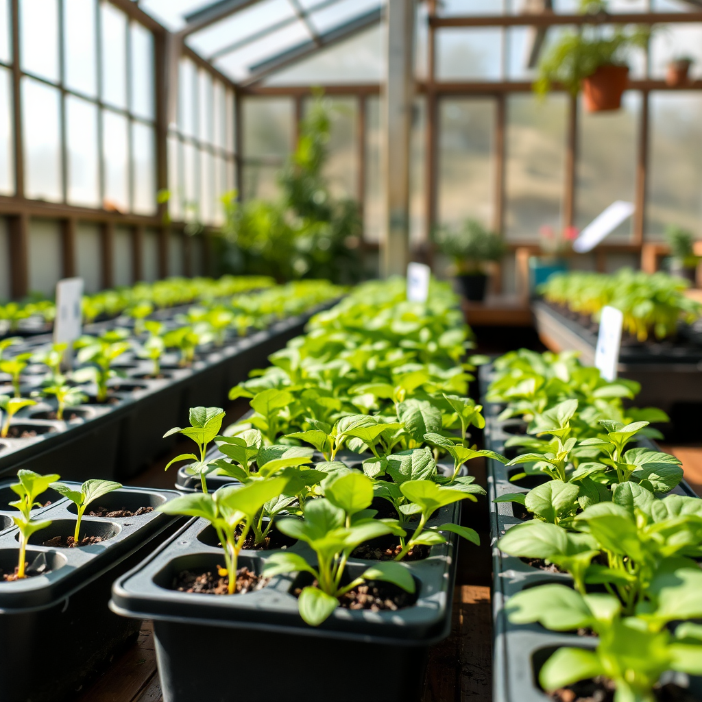 Garden seed trays close up