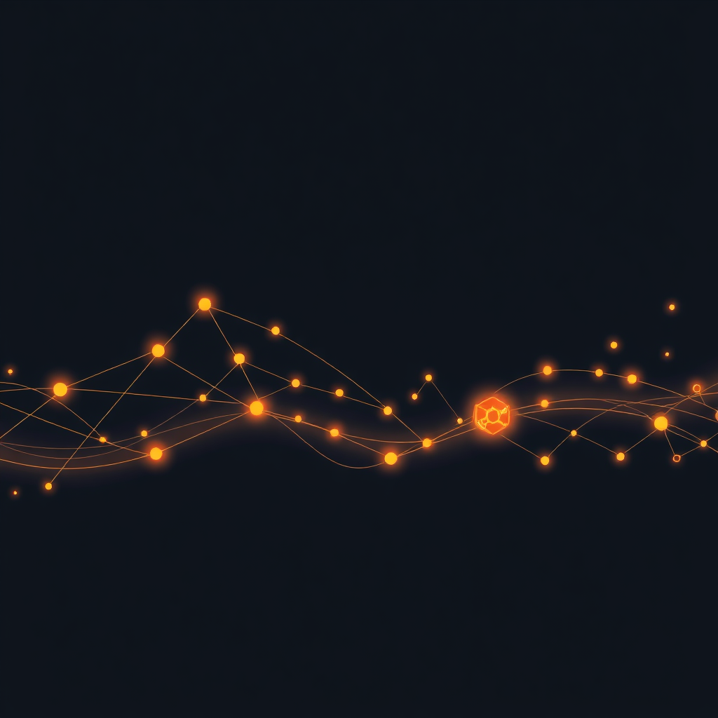 Abstract digital connectivity in navy and gold