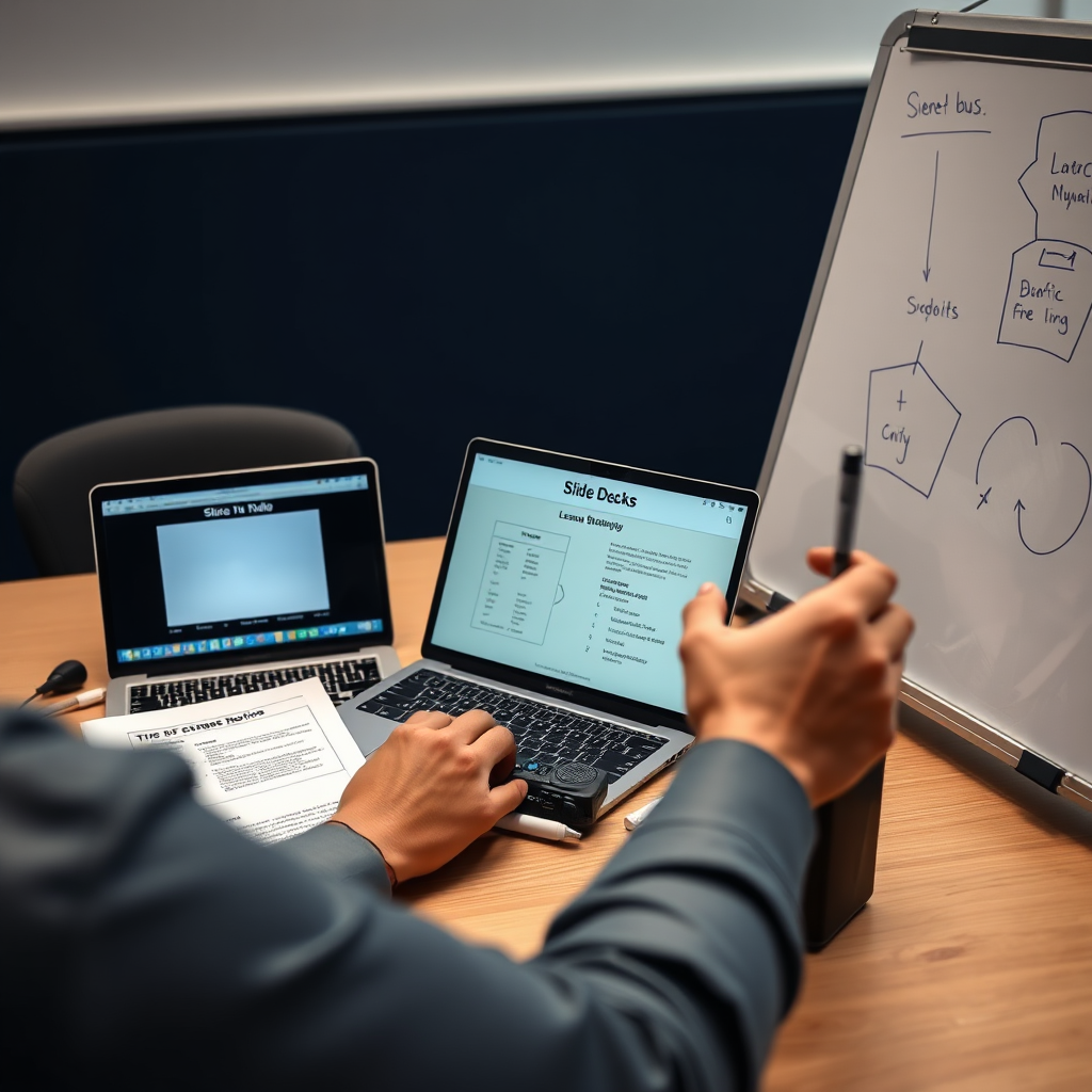 Instructor preparing training materials