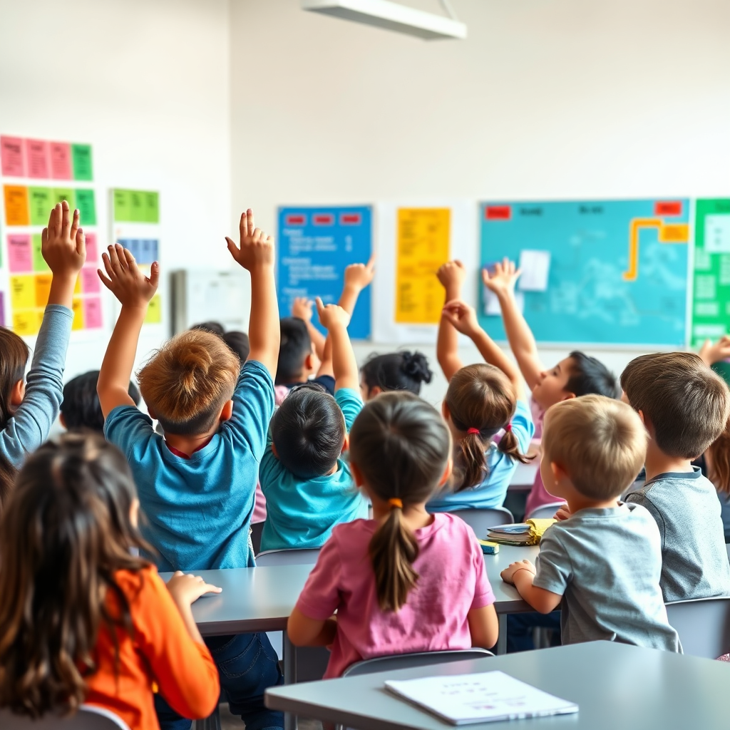 Estudiantes participando en una clase de inglés interactiva
