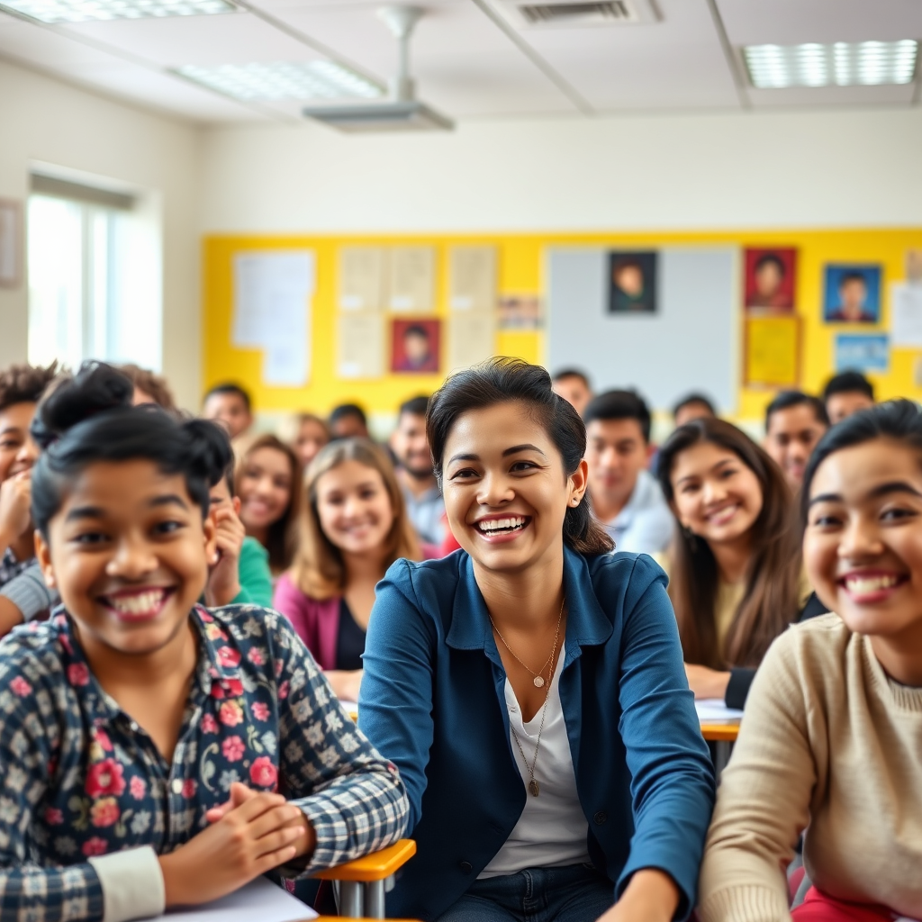 Clase de inglés interactiva con alumnos participativos