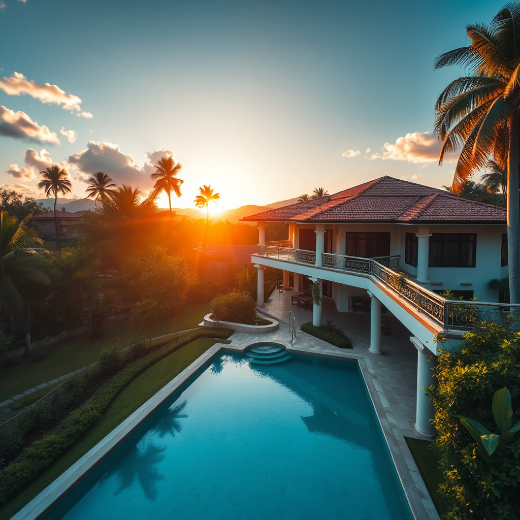 Vista aérea de una villa de lujo en Guatemala