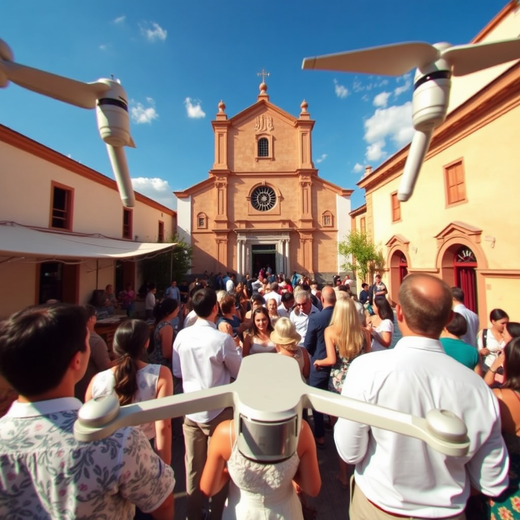 Vista aérea de una boda en Antigua, Guatemala