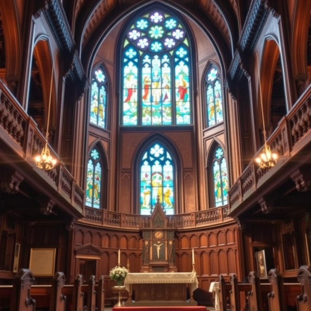 Church Altar and Stained Glass