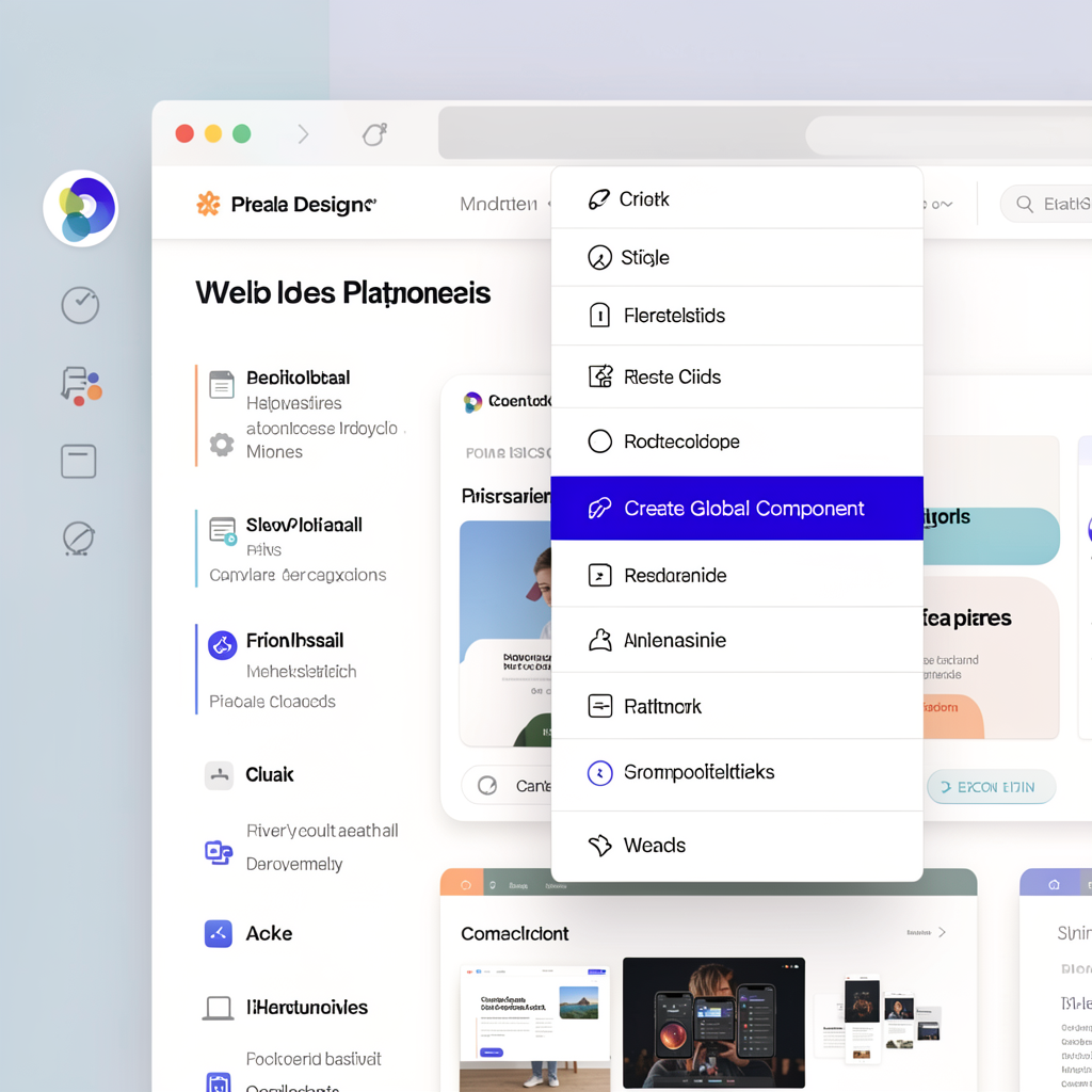 SaaS UI Create Component action highlighted
