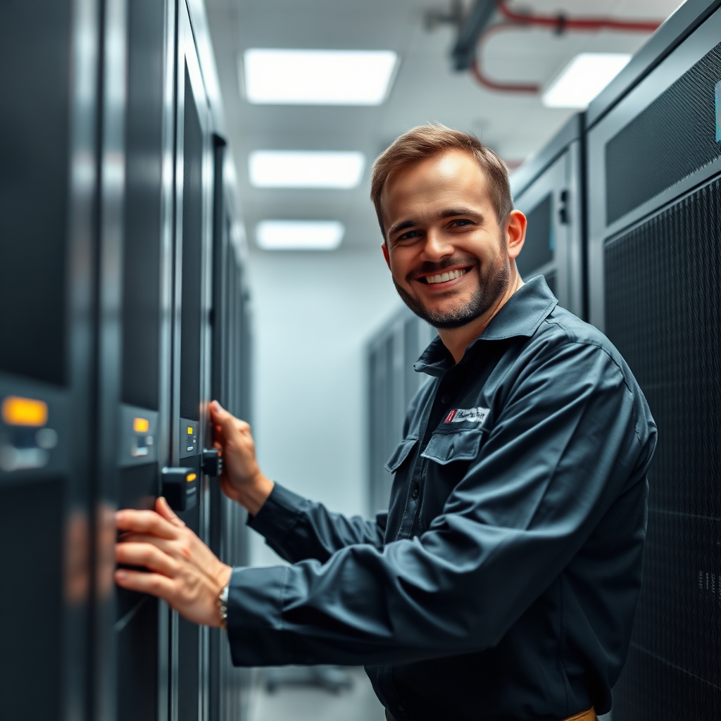 Technicus controleert UPS systeem