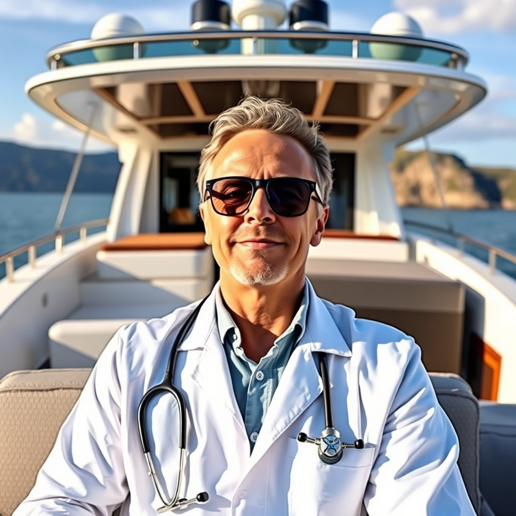 A doctor relaxing at a luxury retreat