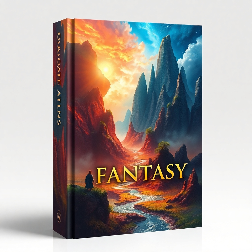 Design a visually engaging book cover featuring a stunning digital painting of a mystical landscape, with vibrant colors and intricate details that capture the essence of fantasy, alongside typography that complements the artwork, set against a light background.