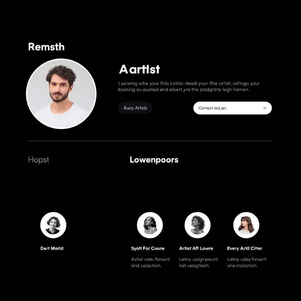 A clean and stylish artist profile mock-up, highlighting customization features and user-friendly design. The image should capture a clean and intuitive design.