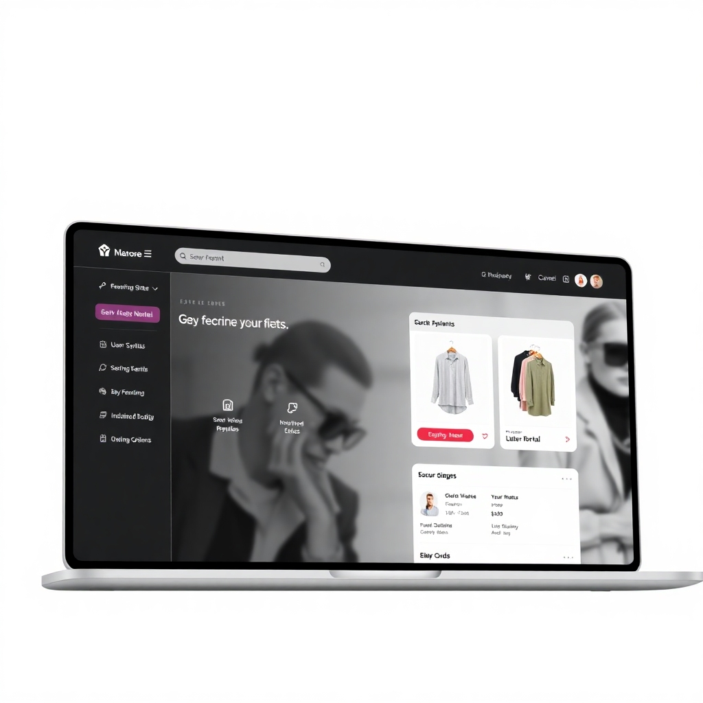 A clean, modern image depicting a screenshot of a user-friendly fashion rental platform interface, showing features like easy navigation, seamless booking, and secure payment options. The image should emphasize the ease of use and intuitive design of the platform.  The lighting should be bright, clean, and professional. The image must be high quality, conveying the efficiency of the platform.