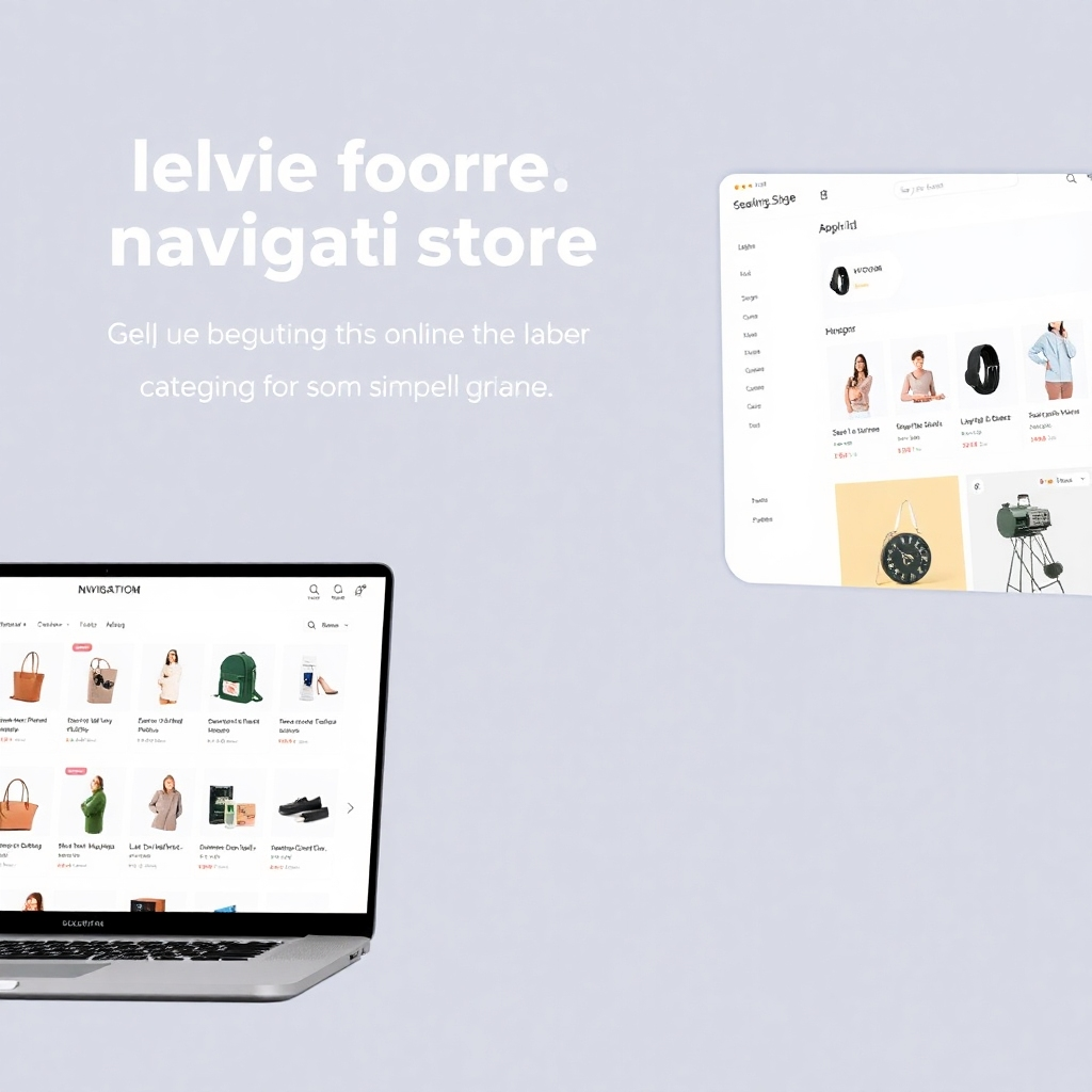 A clean, visually appealing image representing the ease of navigation through the online store, with clear categories and product imagery.