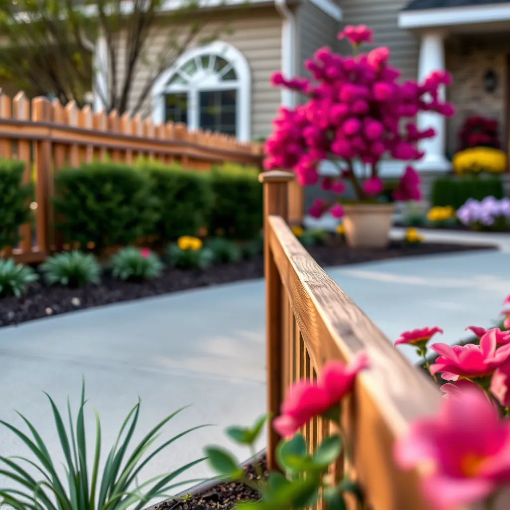 A close-up image showcasing meticulous detail in a completed home improvement project.  This could be a perfectly crafted wooden fence panel, a smooth and level concrete driveway, or a beautifully designed flowerbed with vibrant blooms. The image should emphasize the craftsmanship and attention to detail that are hallmarks of our services.