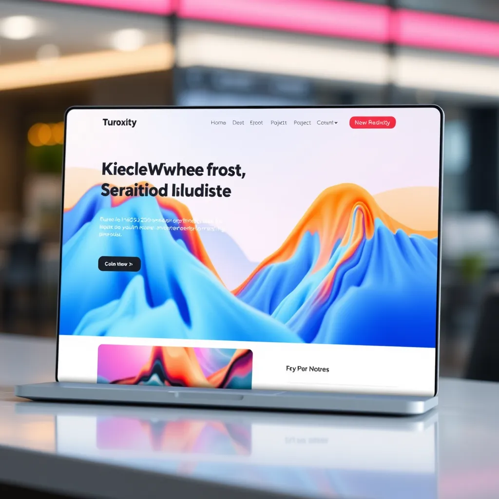 A modern, sleek website design with a vibrant color scheme and captivating imagery. The website should feature a clear call to action and a user-friendly interface. The background should be blurred with a soft focus, and the website design should be prominently displayed in the foreground. The overall image should convey professionalism, creativity, and user-friendliness.