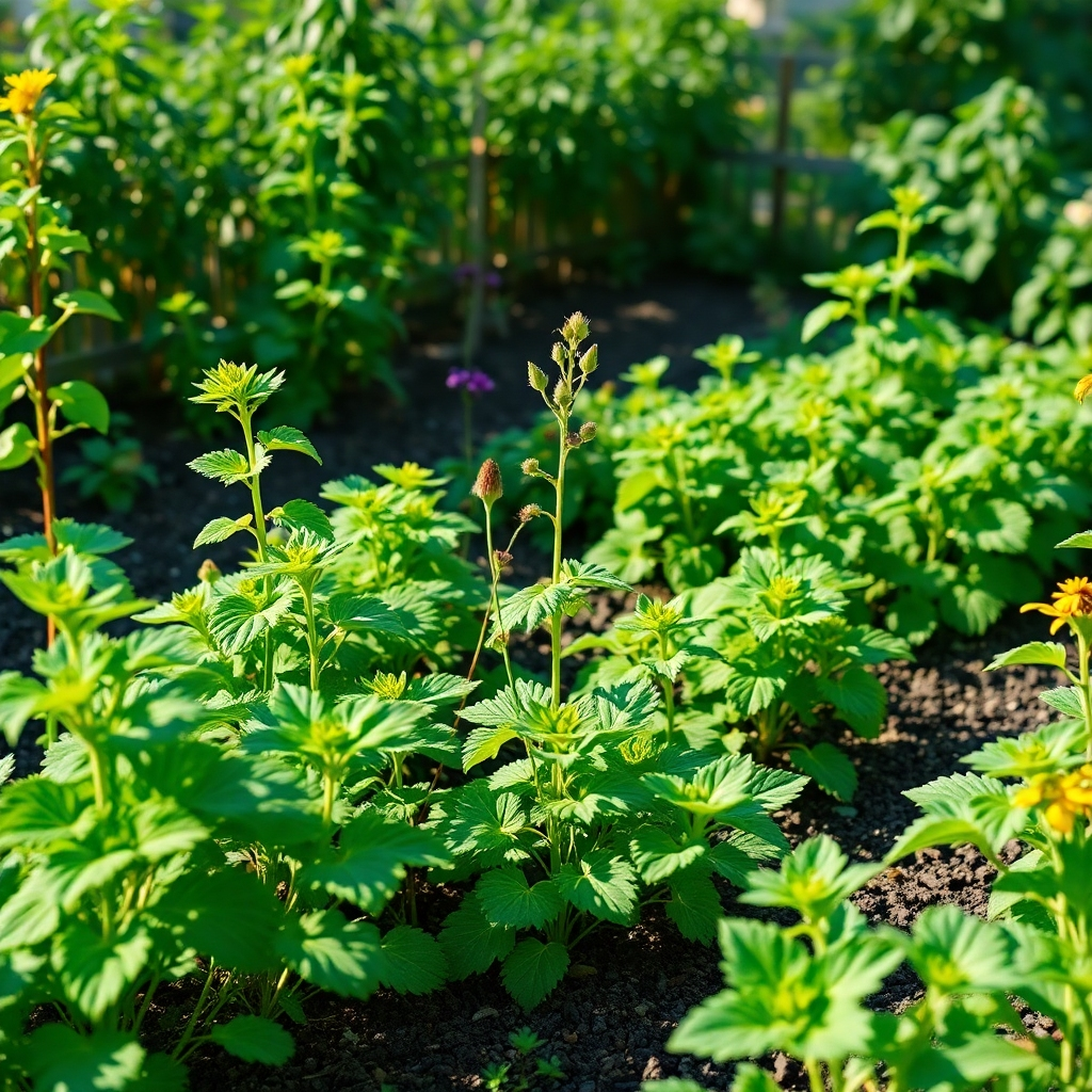 A photorealistic image of a flourishing garden, with each plant representing a different passive income stream. The garden is well-maintained and thriving, symbolizing sustainable growth. The lighting is natural and vibrant. Camera angle: wide shot, showcasing the entire garden. Style: Landscape photography with a focus on growth and sustainability.