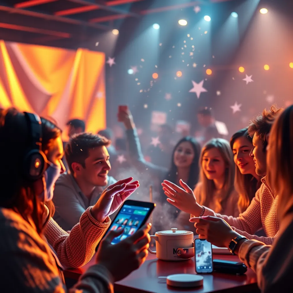 A photorealistic image of a social media campaign showcasing engaging content, positive user interactions, and a growing number of followers. The image should capture the dynamic nature of social media and its impact on brand awareness.