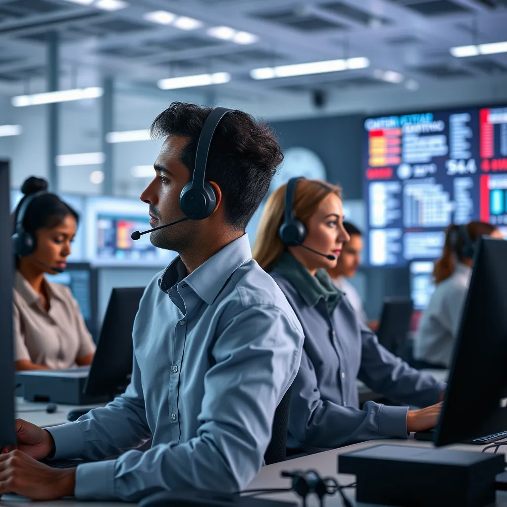 A photorealistic image of a support team working around the clock in a spacious, modern help desk. The team should be composed of diverse individuals wearing headsets and using various tech tools. The background should showcase a high-tech environment with screens displaying real-time data and support requests. The lighting should be soft and diffused, creating a calming and reassuring atmosphere. The image should evoke a sense of reliability and efficiency, emphasizing the team's commitment to providing 24/7 support.