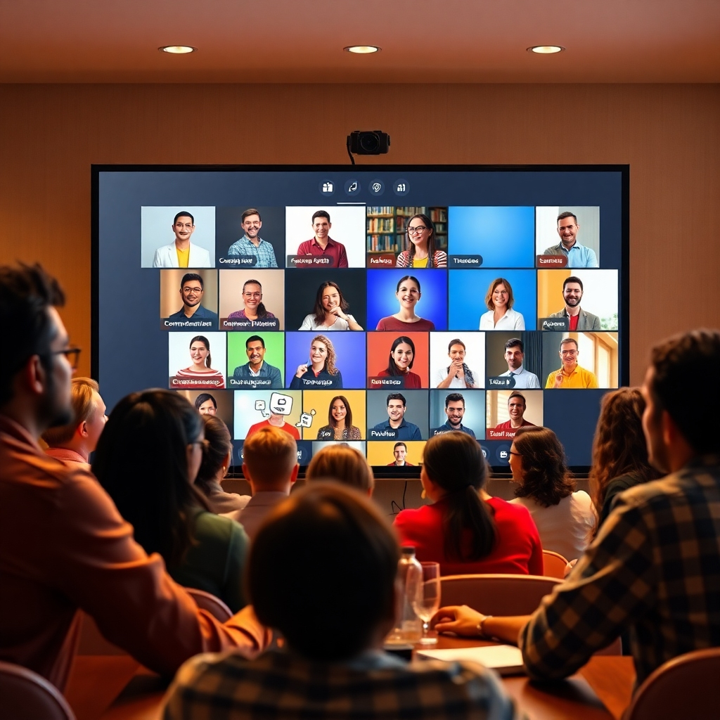 A photorealistic image of a vibrant online community forum, with diverse participants actively engaging in discussions and sharing ideas. The screen should display a variety of topics and viewpoints, creating a sense of dynamic interaction. The lighting should be warm and inviting, highlighting the collaborative spirit of the community. The overall composition should convey the idea of active engagement and knowledge sharing.