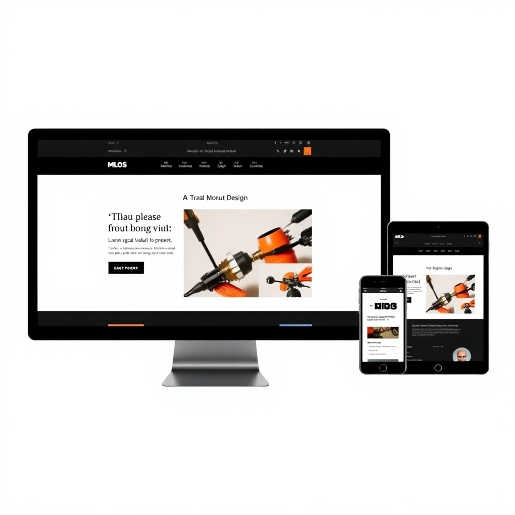 A split-screen image showcasing the same website design on different devices: a large desktop monitor, a tablet, and a smartphone. The website seamlessly adapts to each screen size, demonstrating its responsive design. The devices should be realistically rendered, and the website should look modern and clean.