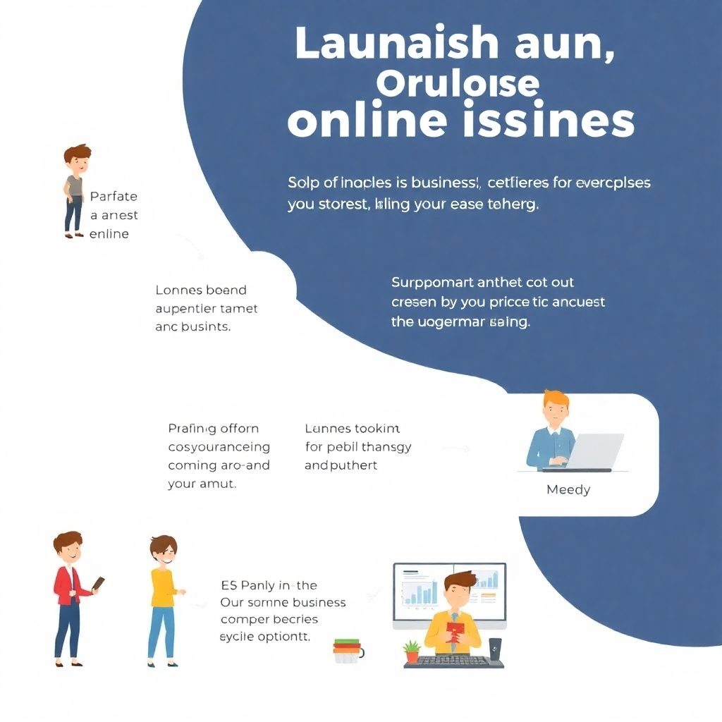 A stylized animation showing the step-by-step process of launching an online business, using friendly, relatable characters and visuals to guide the viewer.  The style should be modern and visually appealing, emphasizing ease and simplicity.