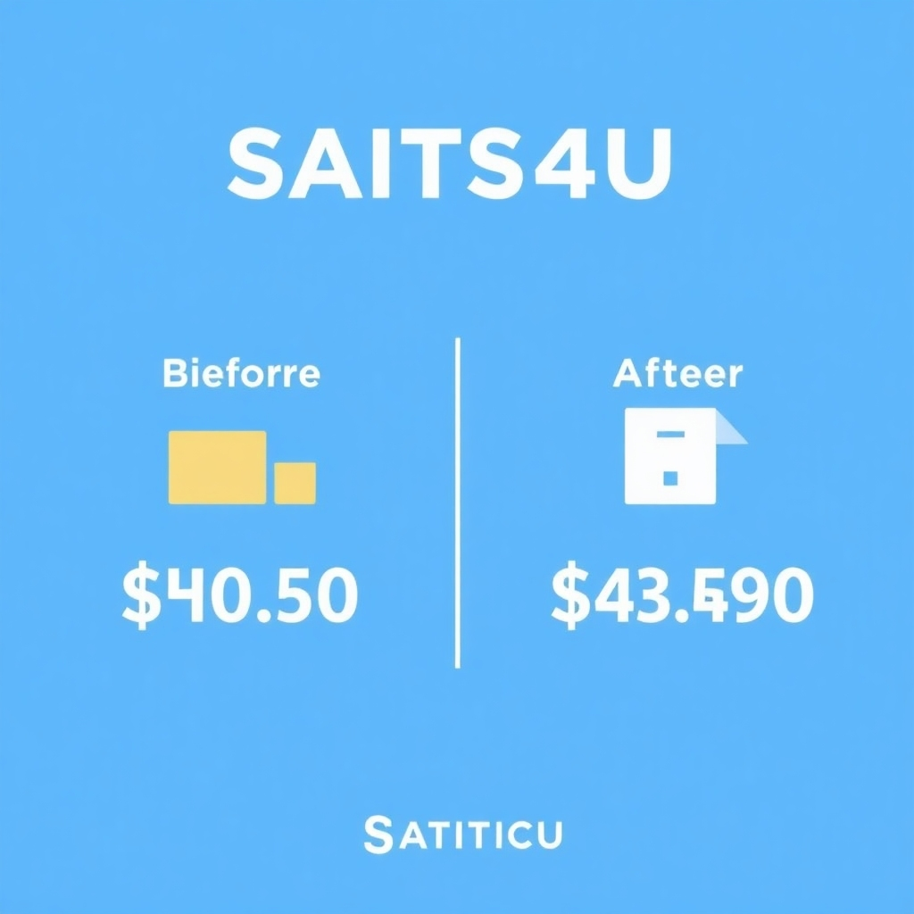 A stylized graph showing a comparison between shipping costs before and after using SAITS4U, demonstrating significant savings. The design should be clean and minimalist, highlighting the cost-saving benefits clearly.