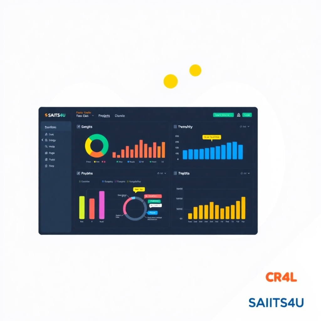 A stylized graphic showcasing a well-organized, visually appealing dashboard or project management board. The image should show efficient workflow and data tracking. The SAITS4U logo could be subtly integrated.