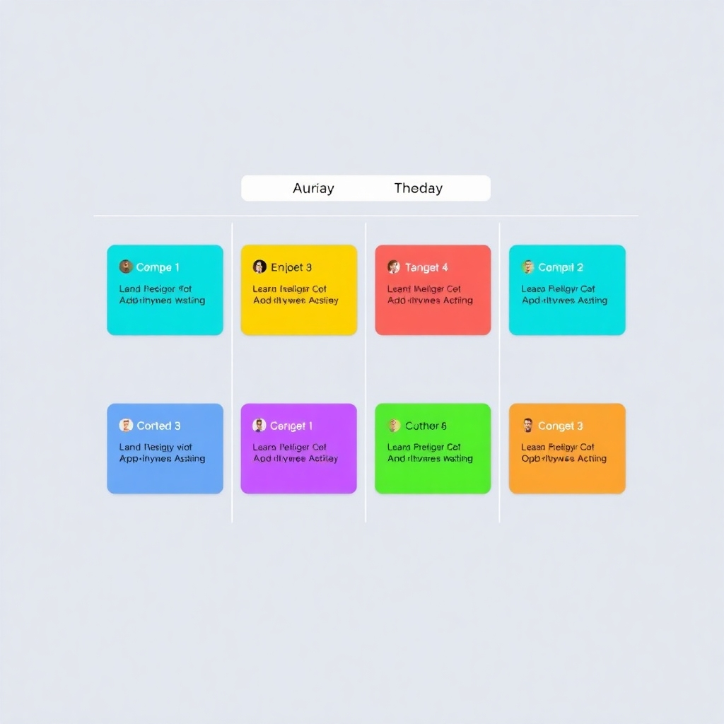 A stylized graphic showing a daily schedule divided into blocks of time, each color-coded to represent different tasks with a clear focus on high-priority business activities. Use a clean, minimalist design with a vibrant color palette. The overall style should be modern and visually appealing, reflecting a sense of organization and efficiency.