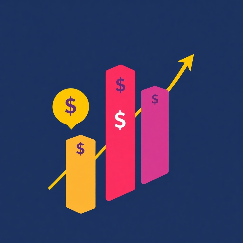 A stylized illustration of a rising graph with dividend payouts clearly displayed.  The style could be sleek and modern, using vibrant colors to show growth. The overall design must be eye-catching and easily understandable.