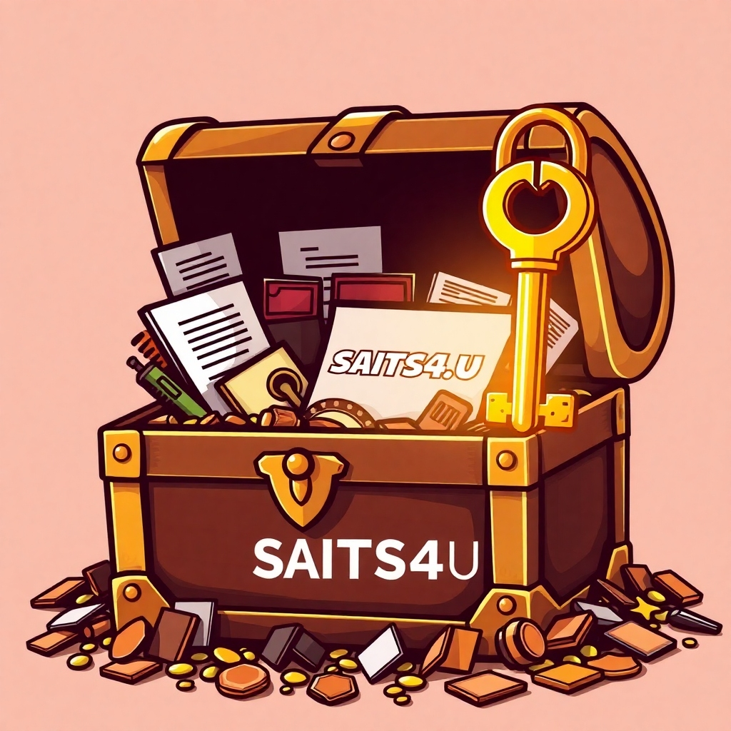 A stylized image of a golden key unlocking a treasure chest overflowing with various forms of content (text documents, audio files, images). The SAITS4U logo should be prominently displayed on the chest.  The overall tone should be one of excitement and opportunity. The style should be rich and luxurious, evoking feelings of abundance and value.