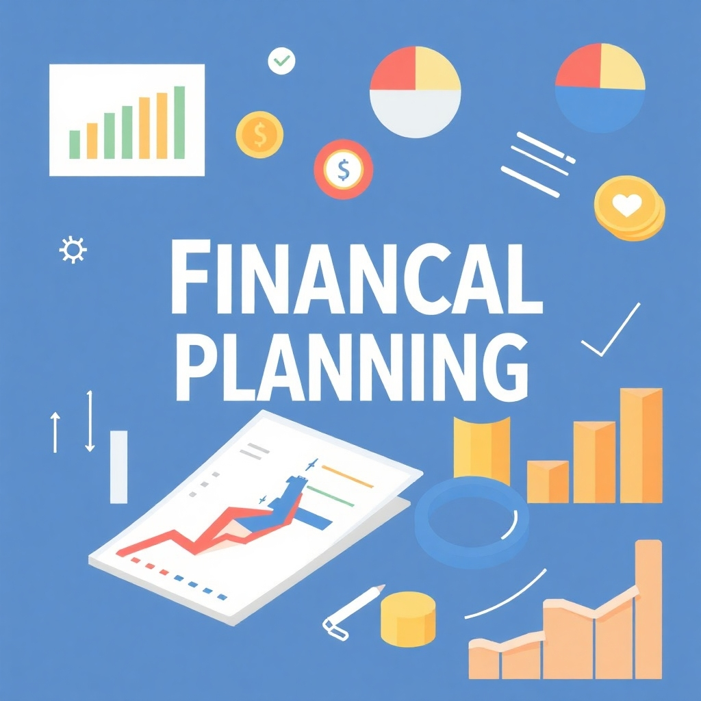 A stylized image representing financial planning, perhaps using charts, graphs, and various financial tools, arranged in a visually appealing way.